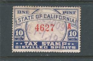 California State Revenue  CAL3   Distilled Spirits Tax Stamp