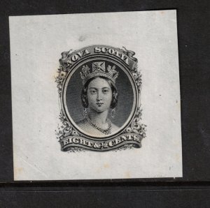 Nova Scotia #11DP Very fine Trial Color Die Proof In Black - Tiny Translucency