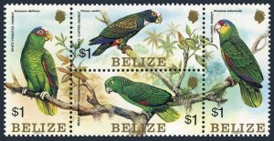 Belize 739 ad block, 740, MNH. Michel 770-773, Bl.66. Parrots 1984. Butterfly.