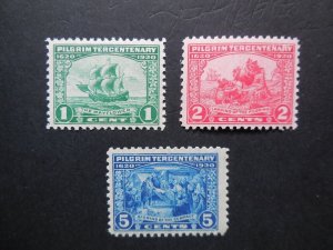 1920 #548, 549, 550 Pilgrim Tercentenary Issues  MNH OG VF #6 CV $97.50