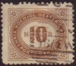 Austria 1899 Sc#J28 Postage Due 10H Brown Numeral USED.
