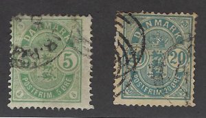 Denmark SC#35 & 37 Used Creases/sh perfs F-VF SCV$160.00...Worth a Close Look!