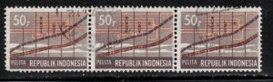 INDONESIA Scott # 775 Used Strip Of 3 - Fishing