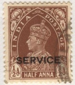 India O97 (used) ½a George VI, brn, ovtpd “Service” (1938)