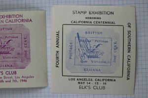 Elk's Club Los Angeles 1946 British Guiana magenta Expo So Cal Philatelic label