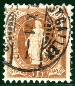 SWITZERLAND Helvetia Scott.88a 3Fr High Value St Gallen CDS Used c$37 ORANGE35