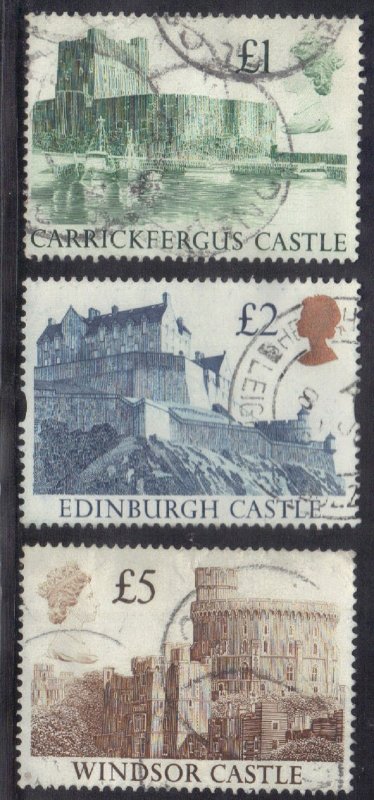 GREAT BRITAIN SCOTT# 1230,32,33 USED  1988 CASTLES SEE SCAN