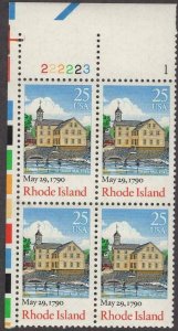 Scott # 2348 - Plate Block Of 4 - Rhode Island Ratification -  MNH - 1990