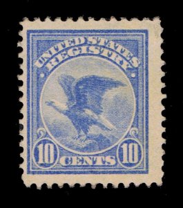 SCARCE GENUINE SCOTT #F1 MINT 1911 ULTRAMARINE REGISTRY ISSUE - ESTATE SALE