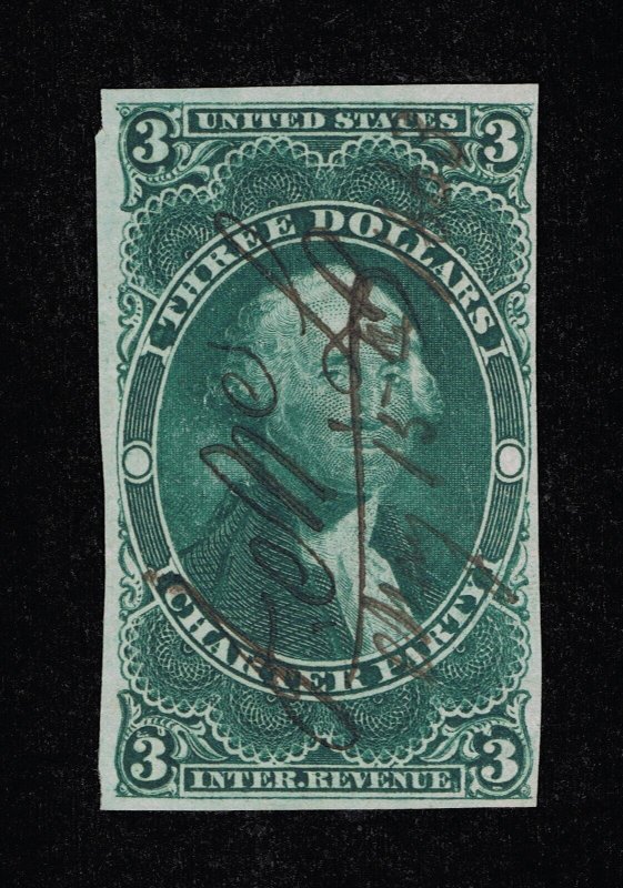 EXCEPTIONAL GENUINE SCOTT R85a F-VF 1862-71 GREEN 1ST ISSUE CHARTER PARTY #18926