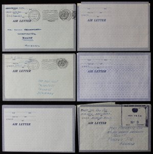 UN Forerunner Stamps Used Lot Of 6 Unfed Air Letter Sheets Emergency