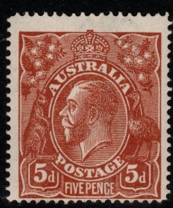 AUSTRALIA SG23 1915 5d BROWN p14¼ MTD MINT