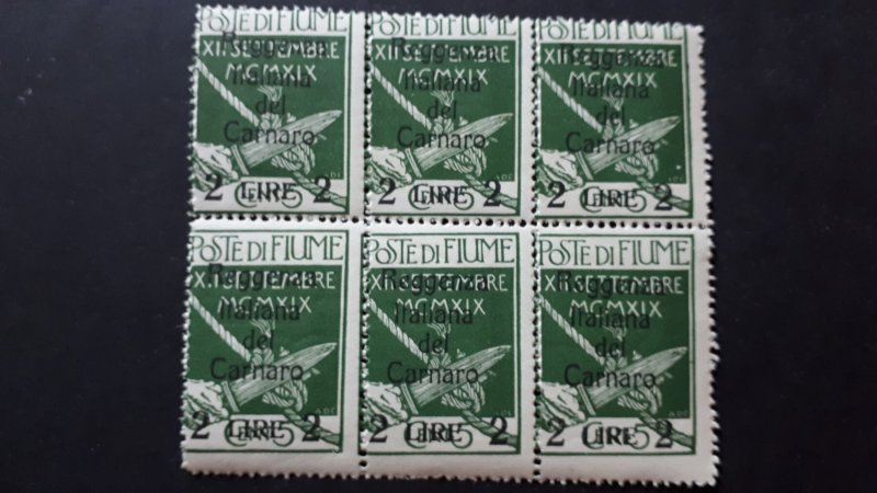 Fiume 1920. - Carnaro overprinted 2L / 5c ** 6x MNH $HCV$