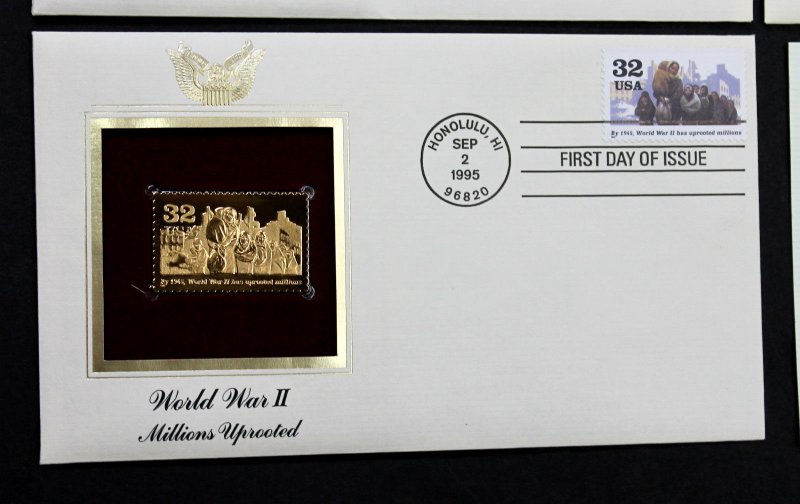 US #2981a-j FDC 22K Gold Replicas Set of 10 WWII Victory at Last