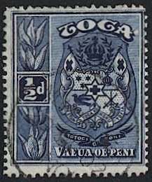 TONGA 1897, 1/2d, Sc 38 Used, VF - Coat of Arms