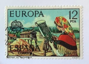 Spain 1976 Scott 1942 used - 12p, Europa,  Lace Making, Camariñas, Galicia