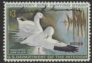 US RW 37   1970  $3.00 fed.duck stamp  VF Used