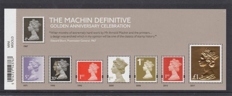 GB LOT 2018 THE GOLDEN MACHIN DEFINITIVE S/SHEET MNH PO FRESH AT FACE VALUE