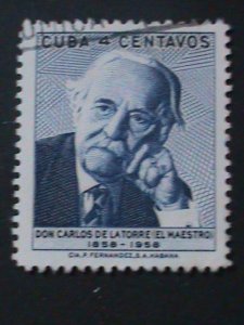 ​CUBA-1958-SC#607 DR.CARLOS DE LA TORRE-USED VERY FINE-HARD TO FIND-LAST ONE