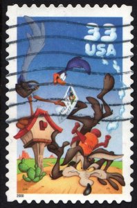 SC#3391a 33¢ Road Runner & Wile E. Coyote Single (2000) Used