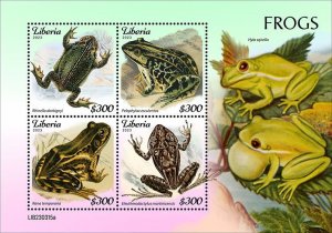 LIBERIA- 2023 - Frogs - Perf 4v Sheet - Mint Never Hinged