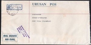 MALAYSIA 1990 Official PO Registered cover Pelabuhan Klang to VANUATU......B2243