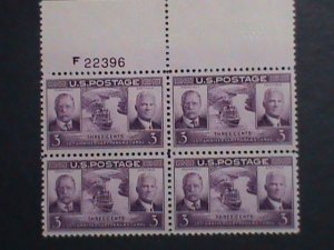 ​UNITED STATES-1939-SC#856-THEODORE ROOSEVELT-GEN.GEORGE GAILLARD-PLATE BLOCK