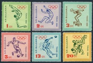 Bulgaria 1366-1371,B27,MNH.Mi 1488-93,Bl.14. Olympics Tokyo-1964.Gymnast,Soccer,