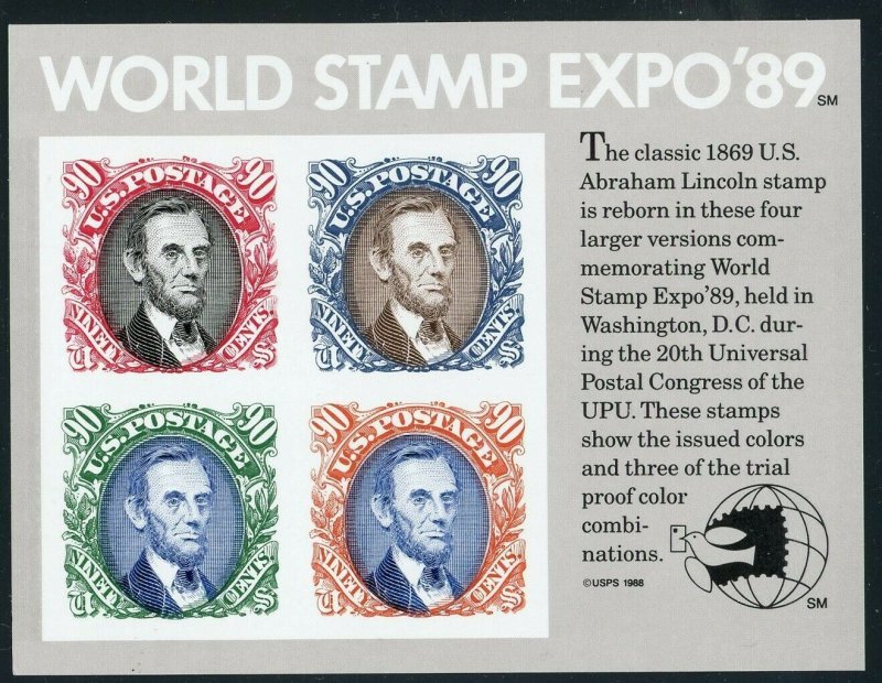 Scott 2433 World Stamp Expo '89 MNH Souvenir Sheet