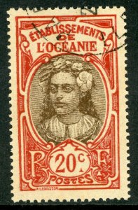 French  Polynesia 1927 Tahiti Girl 20¢ Scott #32 VFU I328
