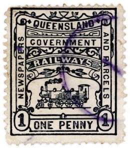 (I.B) Australia - Queensland Railways : Parcel Stamp 1d (1901)
