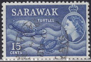 Sarawak 204 USED 1955 Sea Turtles