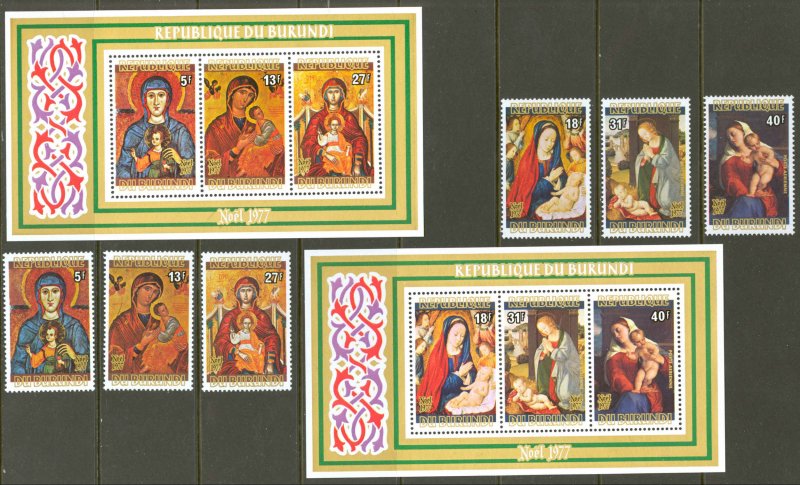 Burundi Sc# 531-533a, C267-C269a MNH 1977 Christmas