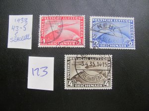 Germany 1933  USED SIGNED SCHLEGEL SC C43-45 SET VF/XF 1000 EUROS  (173)