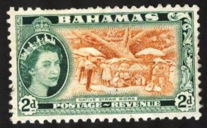 Bahamas 1954 Definitive Queen Elizabeth II Straw work 2 p. Mi. 166 Used