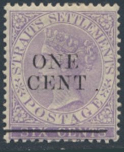 Straits Settlements    SC# 79 MH  w/ surcharge  see details & scans