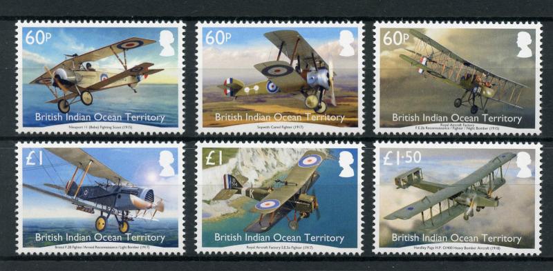 BIOT Br Indian Ocean Terr 2017 MNH WWI WW1 Aircraft 6v Set Aviation Stamps