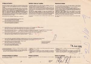 Liechtenstein 1975 5fr. Arms & Municipalities used on Customs Document in Schaan