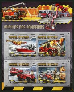 GUINEA BISSAU 2016 FIRE TRUCKS  SHEET MINT NEVER HINGED