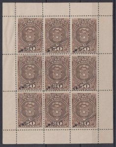 CHILE 1890-1900 REVENUES FOR POSTAGE 50 Cts BROWN SHEETx9 PERF PROOFS SPECIMEN