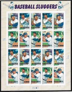 US #4080-83 Mint Sheet, Baseball Sluggers, M-NH*-