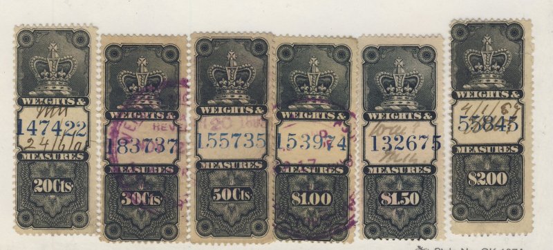 4x Canada Revenue W&M Stamp; #FWM27-20c to FWM32-$2.00. Guide Value = $46.50