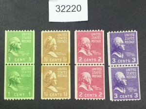 US STAMPS #848-851 LINE PAIRS MINT OG NH LOT #32220