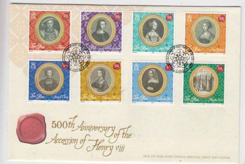 Isle of Man -  2008,  Henry V111,  set of 8 on FDC