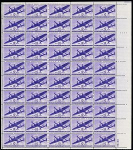 C27, Mint 10¢ Sheet of 50 - Fresh And Very Fine CV $67.50 - Stuart Katz 