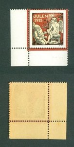 Denmark. 1913 Christmas Seal. With Margins, MNH. With Gum. Angel, Santa.