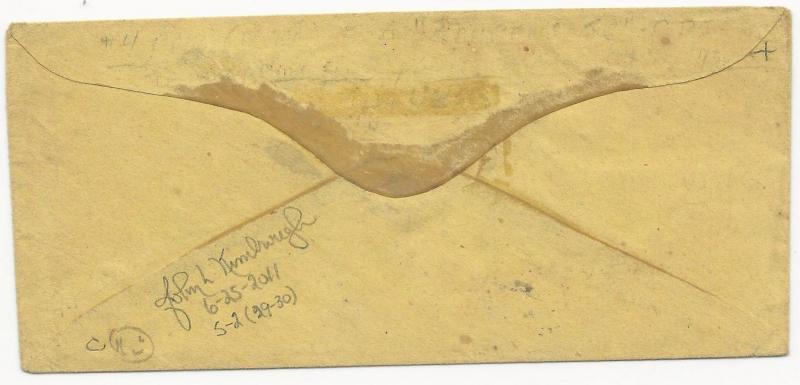 CSA Scott #4 Pair Tied to Cover by Laurens CH, SC CDS Railroad Address