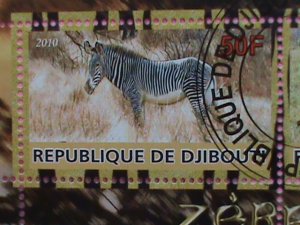 DJIBOUTI STAMP-2010- WILDLIFE- ZEBRAS CTO-MNH STAMP SHEET -RARE VERY RARE