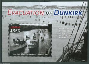 LIBERIA  2015 WWII EVACUATION OF DUNKIRK SOUVENIR SHEET  MINT  NH
