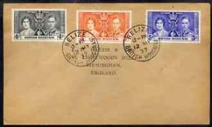 British Honduras 1937 KG6 Coronation set of 3 on cover wi...